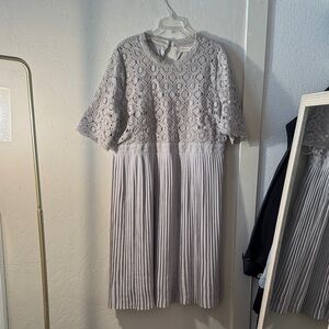 Elegant Lace Overlay Dress in Gray